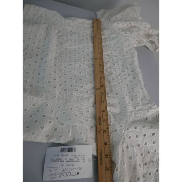 KARL LAGERFELD Paris Women's White Cotton Eyelet Square-Neck Top XL - Picture 4 of 7